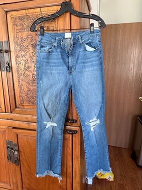 Jonathan Simkhai Light Blue Distressed Straight-Leg Jeans